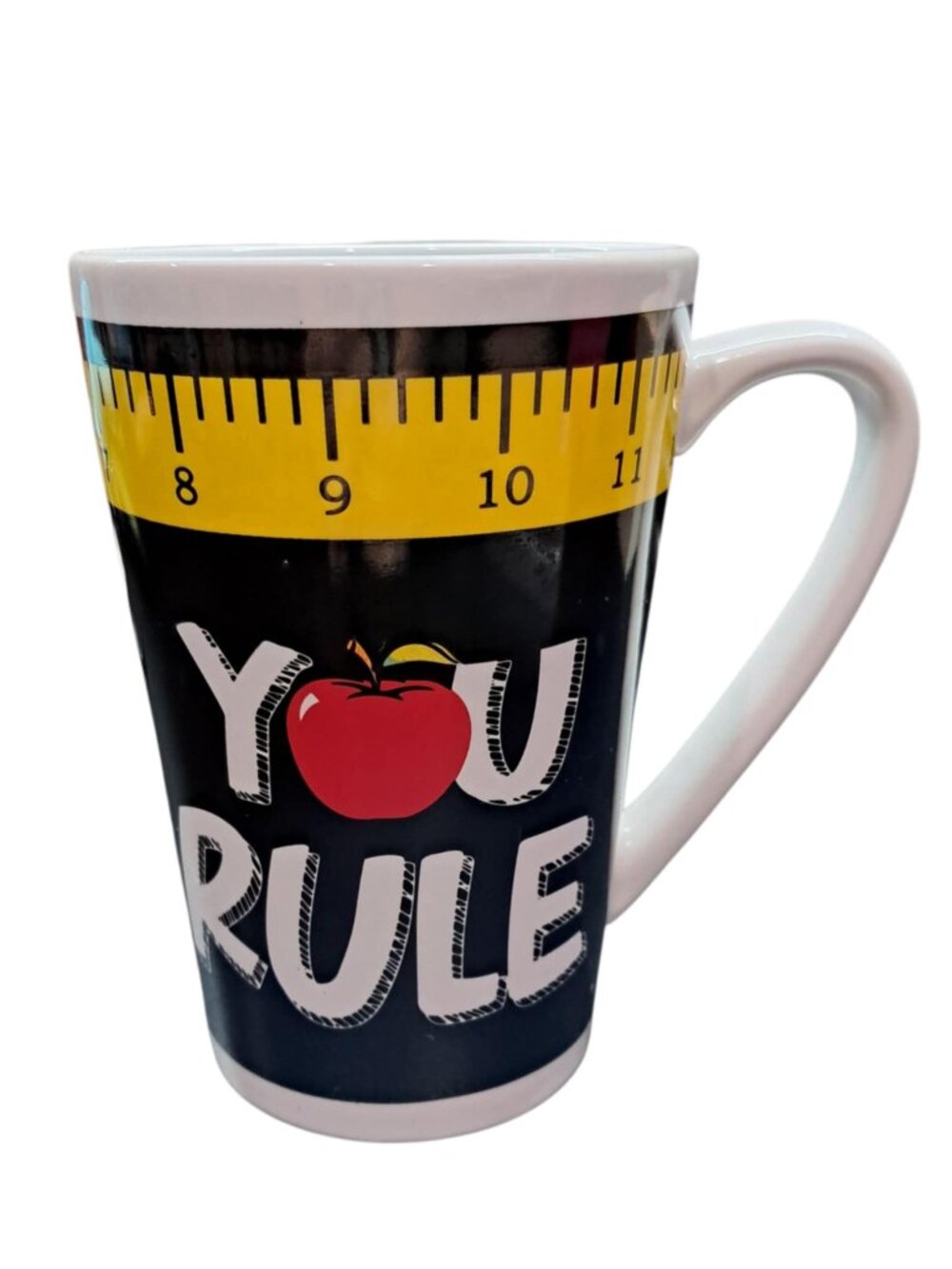 Teacher You Rule Coffee Mug Apple Ruler Latte Cup